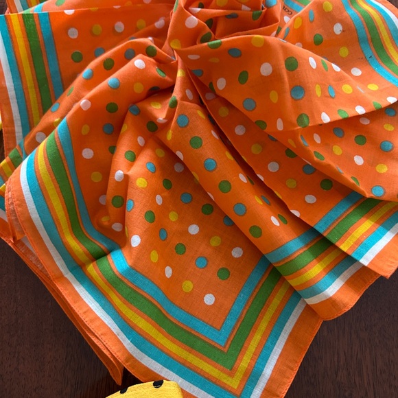 Colorful Polka Dot and Striped Scarves lot of 4 silk vintage scarfs - Picture 7 of 8